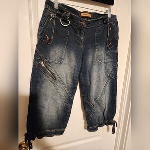 Bebe Blue Long Jean Shorts Size 30
